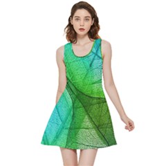 Sunlight Filtering Through Transparent Leaves Green Blue Inside Out Reversible Sleeveless Dress by Ket1n9