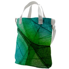 Sunlight Filtering Through Transparent Leaves Green Blue Canvas Messenger Bag by Ket1n9