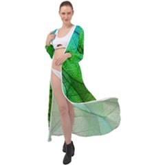 Sunlight Filtering Through Transparent Leaves Green Blue Maxi Chiffon Beach Wrap by Ket1n9