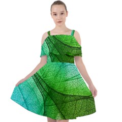 Sunlight Filtering Through Transparent Leaves Green Blue Cut Out Shoulders Chiffon Dress by Ket1n9