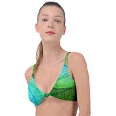 Sunlight Filtering Through Transparent Leaves Green Blue Knot Up Bikini Top by Ket1n9