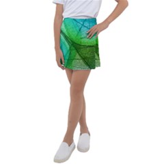 Sunlight Filtering Through Transparent Leaves Green Blue Kids  Tennis Skirt by Ket1n9