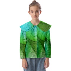 Sunlight Filtering Through Transparent Leaves Green Blue Kids  Peter Pan Collar Blouse by Ket1n9