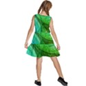 Sunlight Filtering Through Transparent Leaves Green Blue Kids  Sleeveless Tiered Mini Dress View4