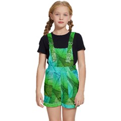 Sunlight Filtering Through Transparent Leaves Green Blue Kids  Short Overalls by Ket1n9