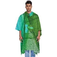 Sunlight Filtering Through Transparent Leaves Green Blue Men s Hooded Rain Ponchos by Ket1n9