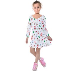 Christmas Kids  Long Sleeve Velvet Dress