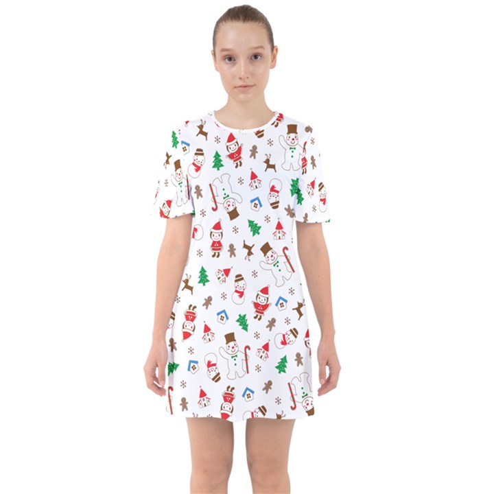 Christmas Sixties Short Sleeve Mini Dress