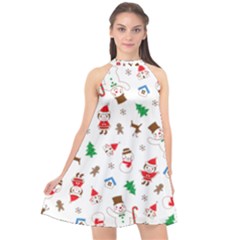 Christmas Halter Neckline Chiffon Dress 