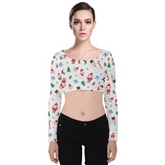 Christmas Velvet Long Sleeve Crop Top by saad11