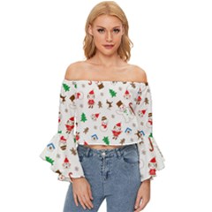 Christmas Off Shoulder Flutter Bell Sleeve Top by saad11