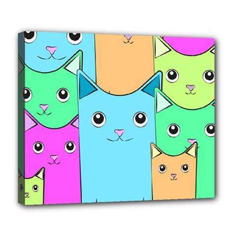 Cat Animals Cartoon Pattern Deluxe Canvas 24  X 20  (stretched)