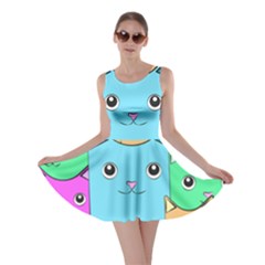 Cat Animals Cartoon Pattern Skater Dress