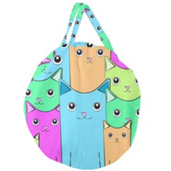 Cat Animals Cartoon Pattern Giant Round Zipper Tote