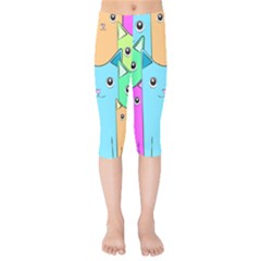 Cat Animals Cartoon Pattern Kids  Capri Leggings 