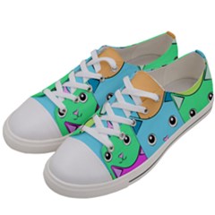 Cat Animals Cartoon Pattern Women s Low Top Canvas Sneakers