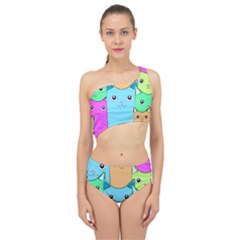 Cat Animals Cartoon Pattern Spliced Up Two Piece Swimsuit by Cendanart