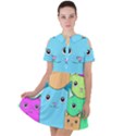 Cat Animals Cartoon Pattern Short Sleeve Shoulder Cut Out Dress  View1