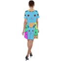 Cat Animals Cartoon Pattern Short Sleeve Shoulder Cut Out Dress  View2