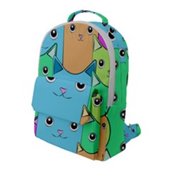 Cat Animals Cartoon Pattern Flap Pocket Backpack (large)