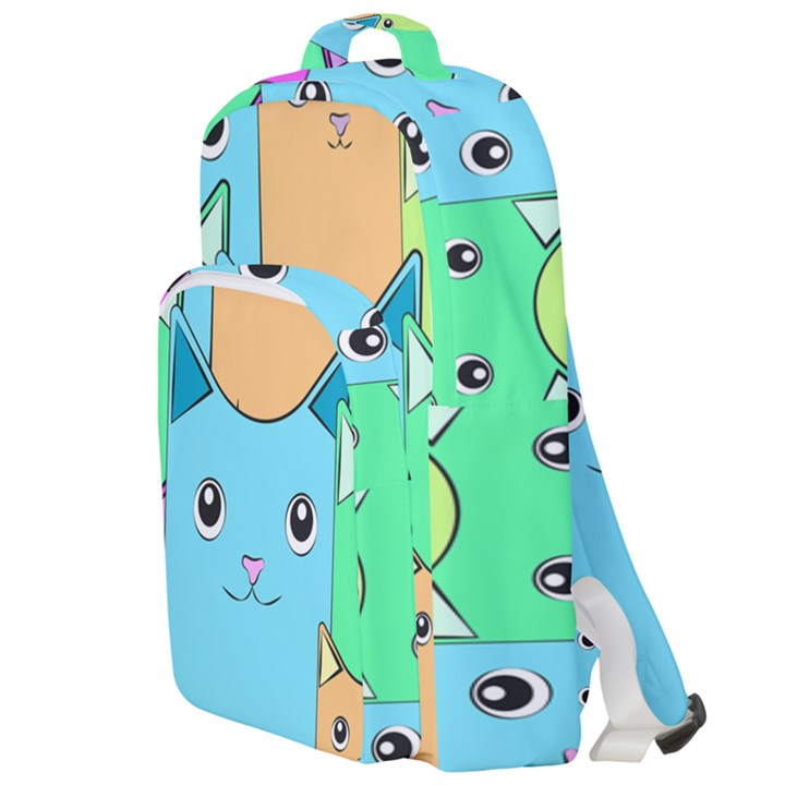 Cat Animals Cartoon Pattern Double Compartment Backpack