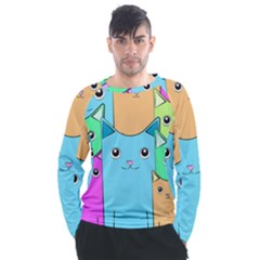 Cat Animals Cartoon Pattern Men s Long Sleeve Raglan T-shirt