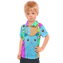 Cat Animals Cartoon Pattern Kids  Polo T-shirt