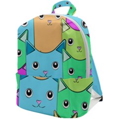 Cat Animals Cartoon Pattern Zip Up Backpack