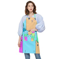 Cat Animals Cartoon Pattern Pocket Apron by Cendanart