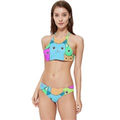 Cat Animals Cartoon Pattern Banded Triangle Bikini Set