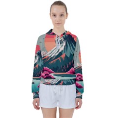 Mountain Landscape Sky Fuji Nature Women s Tie Up Sweat