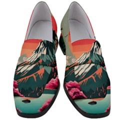 Mountain Landscape Sky Fuji Nature Women s Chunky Heel Loafers by Cendanart