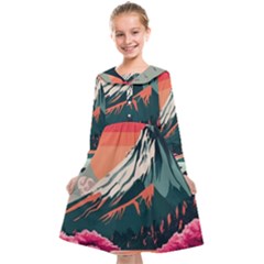 Mountain Landscape Sky Fuji Nature Kids  Midi Sailor Dress by Cendanart