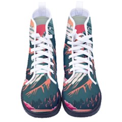 Mountain Landscape Sky Fuji Nature Men s High-top Canvas Sneakers by Cendanart