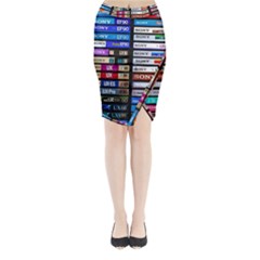 Vintage Cassette Music Old Record Retro Tape Midi Wrap Pencil Skirt