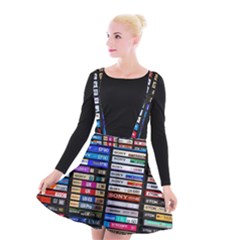 Vintage Cassette Music Old Record Retro Tape Suspender Skater Skirt by Cendanart