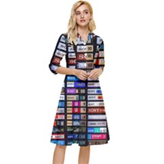 Vintage Cassette Music Old Record Retro Tape Classy Knee Length Dress