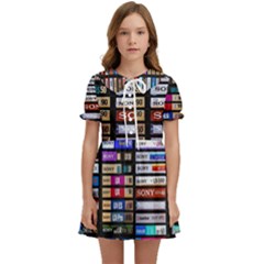 Vintage Cassette Music Old Record Retro Tape Kids  Sweet Collar Dress