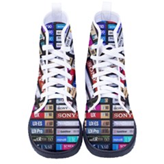 Vintage Cassette Music Old Record Retro Tape Women s High-top Canvas Sneakers by Cendanart