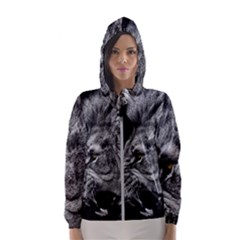 Angry Male Lion Roar Wild Animal Women s Hooded Windbreaker by Cendanart