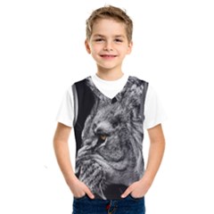 Angry Male Lion Roar Wild Animal Kids  Basketball Tank Top by Cendanart