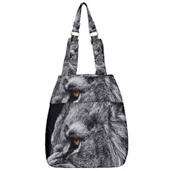 Angry Male Lion Roar Wild Animal Center Zip Backpack by Cendanart