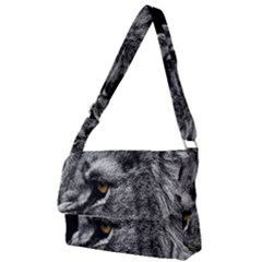 Angry Male Lion Roar Wild Animal Full Print Messenger Bag (s) by Cendanart