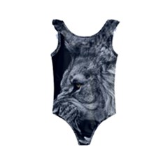 Angry Male Lion Roar Wild Animal Kids  Frill Swimsuit by Cendanart