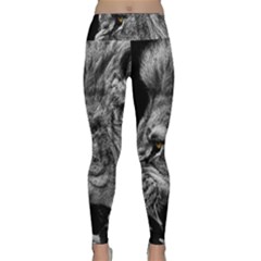 Angry Male Lion Roar Wild Animal Lightweight Velour Classic Yoga Leggings by Cendanart