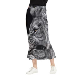 Angry Male Lion Roar Wild Animal Maxi Fishtail Chiffon Skirt by Cendanart