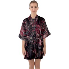 Chip Retro Technology Half Sleeve Satin Kimono  by Cendanart