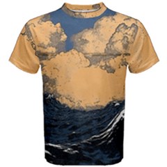 Wave Aesthetic Ocean Retro Sea Vintage Men s Cotton T-shirt by Cendanart