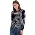 Angry Male Lion Roar Wild Animal Women s Cut Out Long Sleeve T-Shirt View2