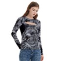 Angry Male Lion Roar Wild Animal Women s Cut Out Long Sleeve T-Shirt View3